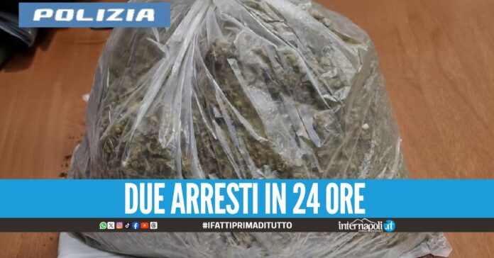 Spaccio in casa a Napoli, pusher beccato con la busta di marijuana