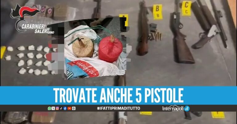 Nascondevano droga, 6 fucili e 3 bombe: 3 arresti a Nocera