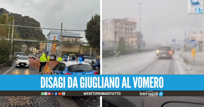 Grandine, voragini e strade allagate: i danni del maltempo a Napoli e provincia