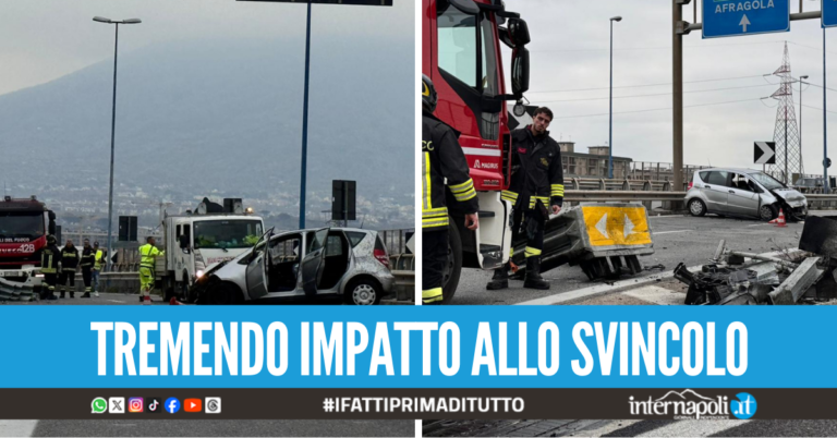 Incidente sulla Provinciale verso Afragola, auto si schianta contro il guardrail