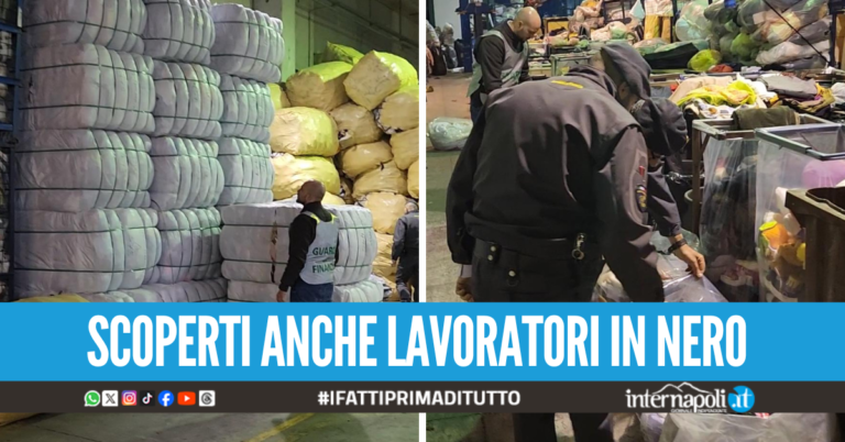 Abiti usati al Nord Italia smaltiti nel capannone del Casertano, sequestro da 65 tonnellate