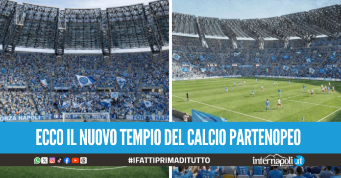 Tre anelli, niente pista d'atletica e tribune a ridosso del campo: le immagini del nuovo Maradona