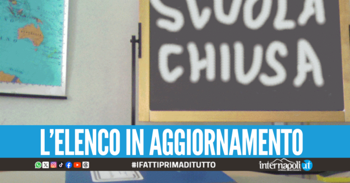 Scuole chiuse in Campania per allerta meteo arancione, l'elenco dei Comuni