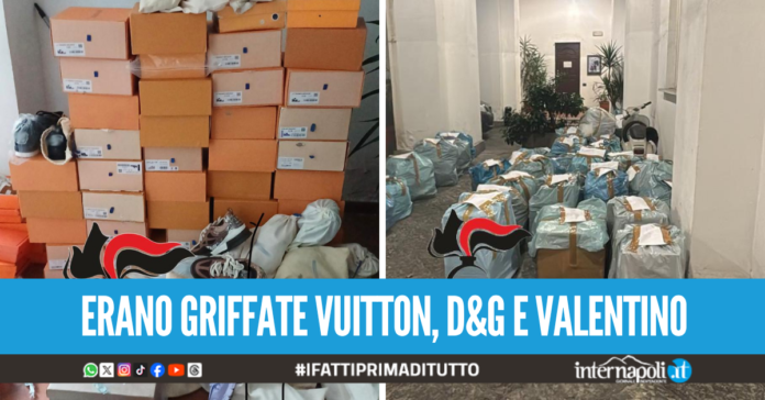 Scarpe, tute e borse d'alta moda contraffatte: blitz nella casa-deposito del falso a Napoli