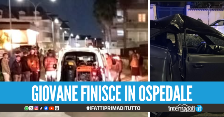 Schianto in tarda serata a Giugliano, macchina '50' distrutta dopo l'impatto col palo