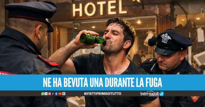 Giugliano, sfascia l’hotel e fugge con le birre: ne beve una prima di essere arrestato