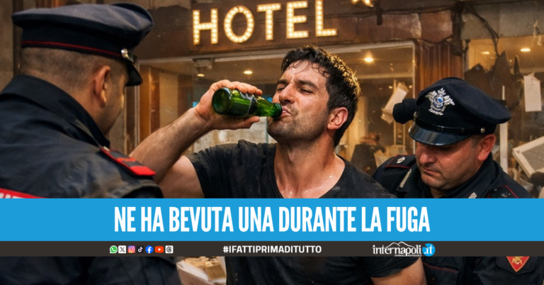 Giugliano, sfascia l’hotel e fugge con le birre: ne beve una prima di essere arrestato