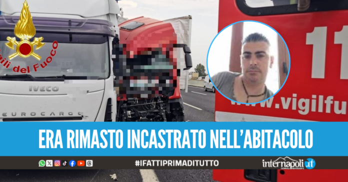 Tragico tamponamento tra tir sull'A1, camionista casertano muore nell'impatto