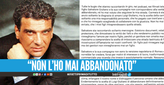 La lettera del boss pentito Luigi Giuliano: 