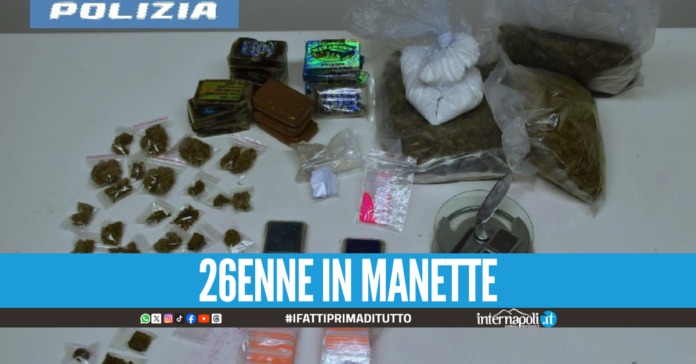Giugliano, oltre 3 chili di hashish e marijuana nascosti in casa: arrestato 26enne