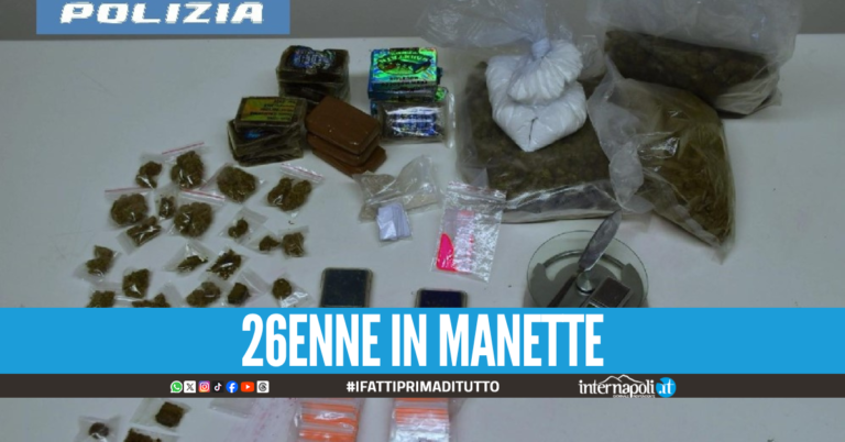 Giugliano, oltre 3 chili di hashish e marijuana nascosti in casa: arrestato 26enne