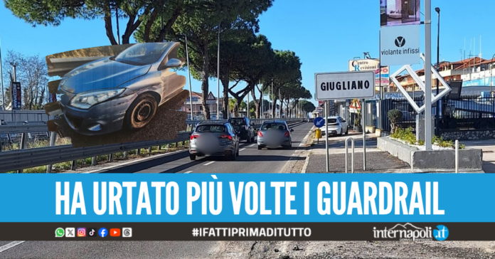 Sbanda più volte con l'auto in piena crisi ipoglicemica, salvato dalla Municipale a Giugliano