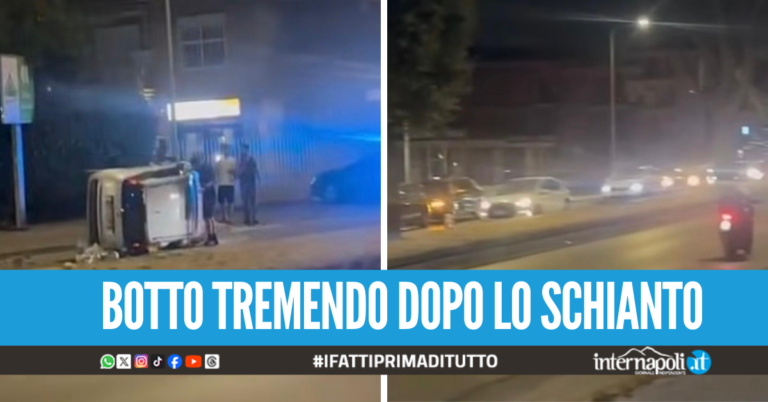 Incidente sul "doppio senso" a Villaricca, auto si ribalta lungo la carreggiata