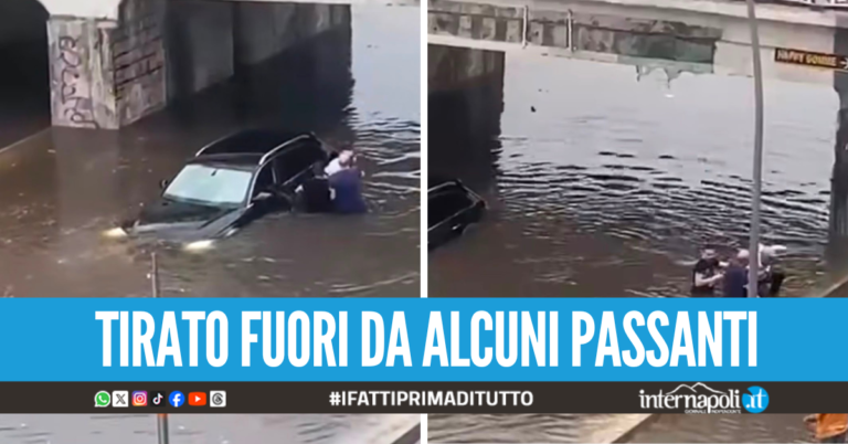 Resta intrappolato in auto a Pomigliano, uomo salvato dalla piena