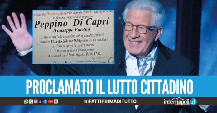 L'ultimo saluto a Peppino Di Capri, camera ardente e poi il funerale sulla sua isola