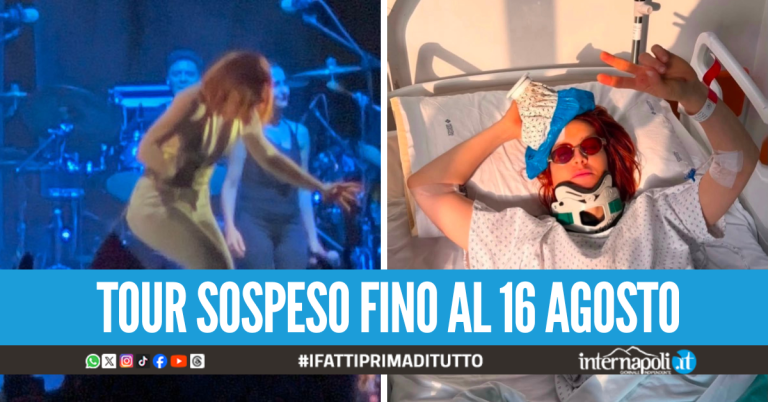 "Sto bene, solo un grande spavento", Noemi rassicura i fan dopo la caduta dal palco