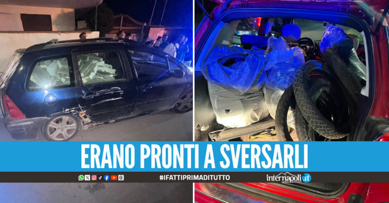 Beccati di notte a Giugliano con le auto colme di rifiuti, 3 denunciati