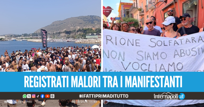 Corteo di protesta a Pozzuoli dopo il sisma, bloccato il porto: 