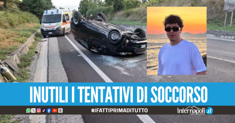 Prima lo schianto in auto contro il muro, poi si ribalta: Costantino muore a 23 anni nel Sannio
