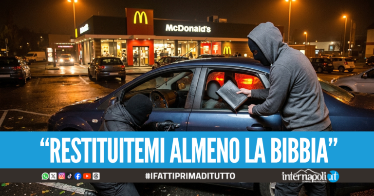 Furto vicino al McDonald's nell'Agro Aversano, ladri "devoti" scassinano l'auto e rubano una Bibbia