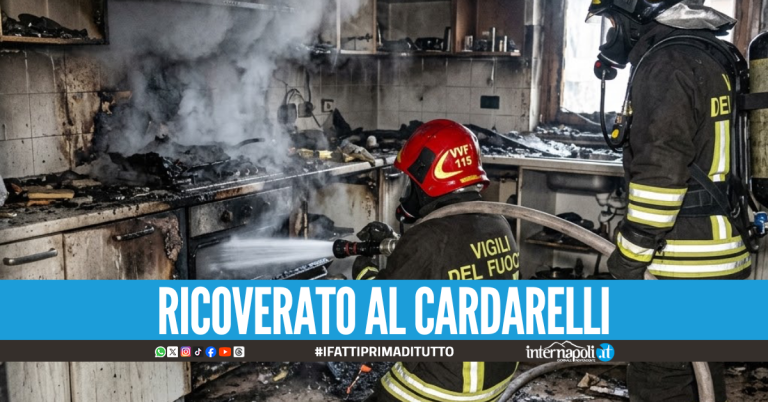 La cucina va in fiamme, 82enne gravemente ustionato ricoverato al Cardarelli