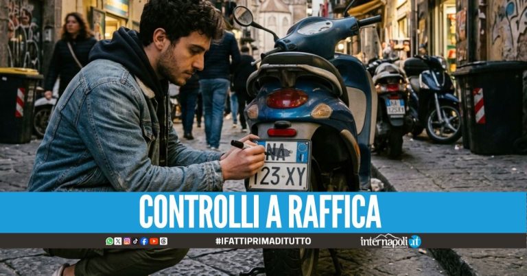 Usa per il pennarello per truccare la targa dello scooter a Napoli