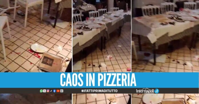 Violenta rissa nella pizzeria a Mondragone, le immagini dei danni