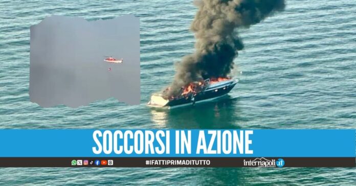 Yacht di 20 metri brucia in mare, paura per le 10 persone a bordo