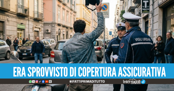 Multato per lo scooter sul marciapiede, ferisce vigili a colpi di casco a Torre del Greco