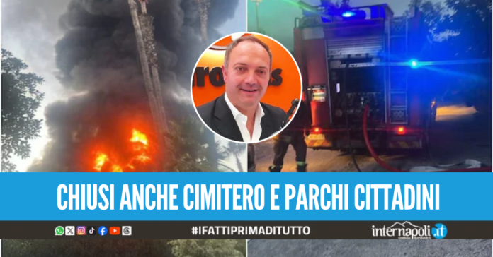 Incendio nel vivaio a Ottaviano, il sindaco chiude le scuole: 