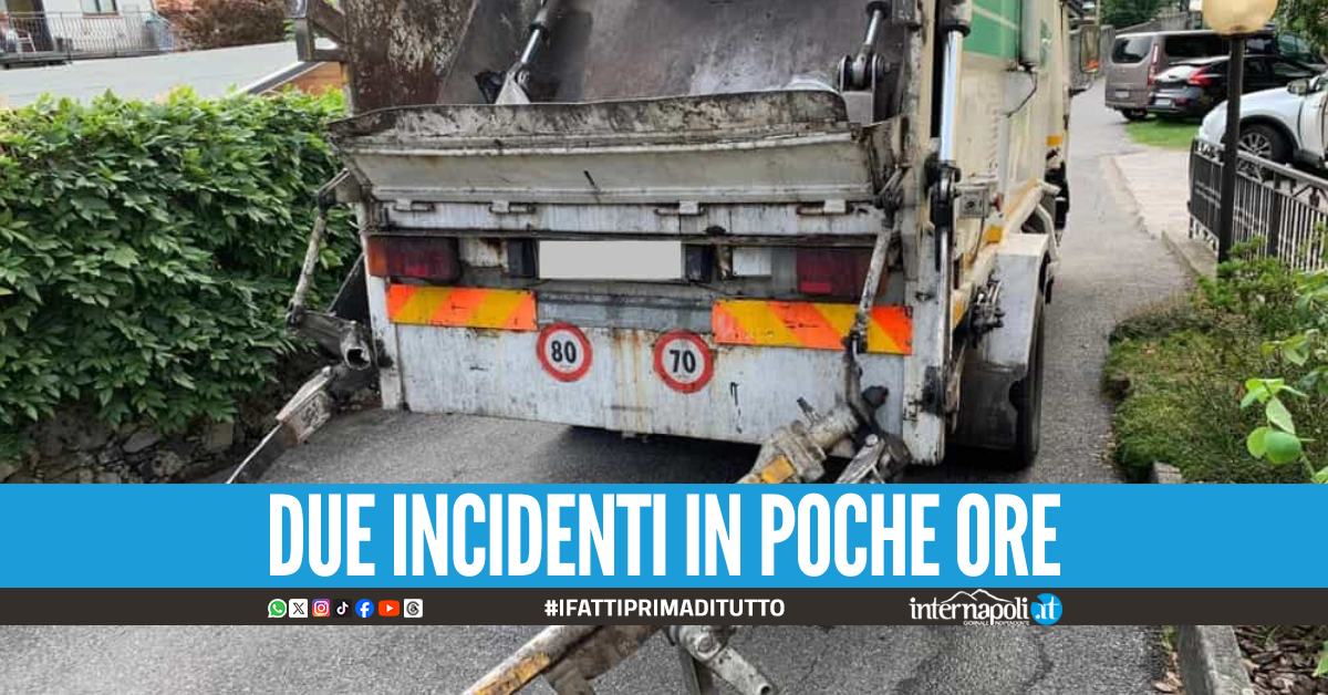 Incidente a Marano, camion dei rifiuti si ribalta: netturbini e automobilista in ospedale