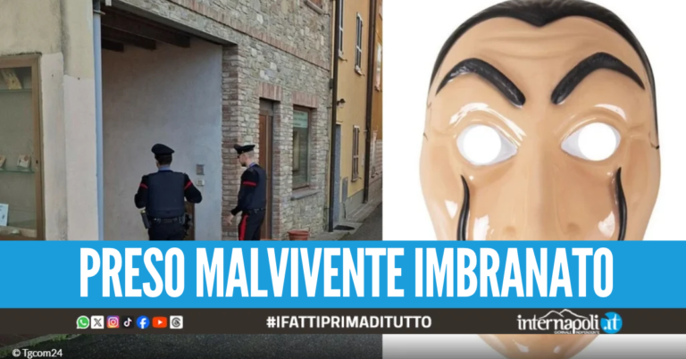 Colpo alle Poste con la maschera di Dalì, ma gli cade il portafogli: beccato 51enne "recidivo"