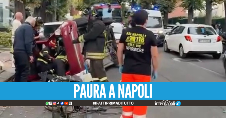 Incidente auto-scooter a Fuorigrotta, un ferito estratto dall'auto